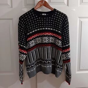 Vintage Columbia Women’s XL Fair Isle Alpine Ski Knit Crewneck Sweater Cabincore